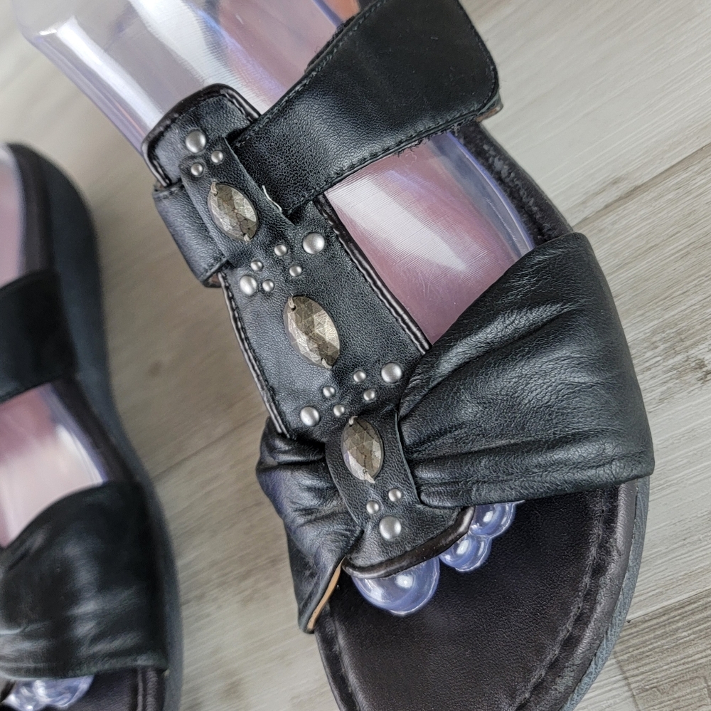 Clarks Artisan Jandi Gem Soft Black Leather Slide Sandal 9W - Picture 4 of 16